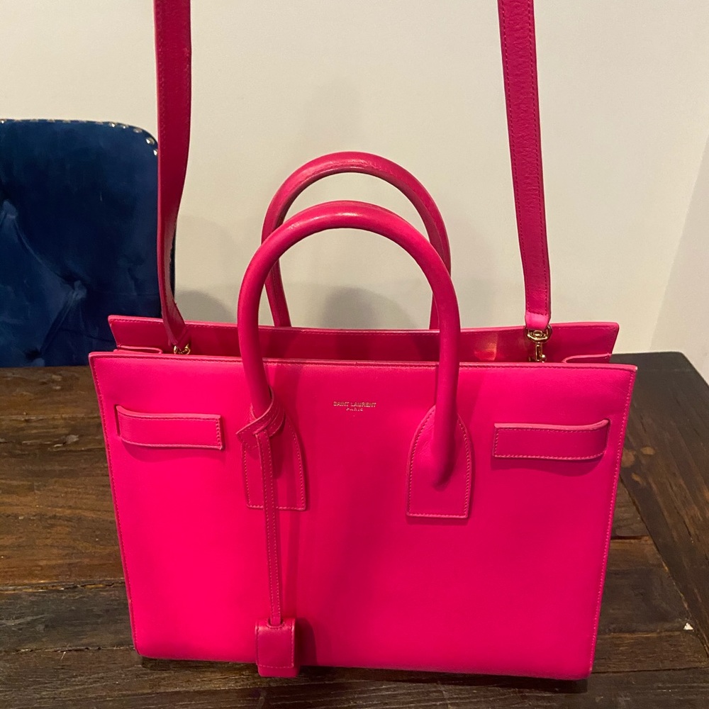 Saint Laurent Sac De Jour handbag crossbody bag pink leather preowned